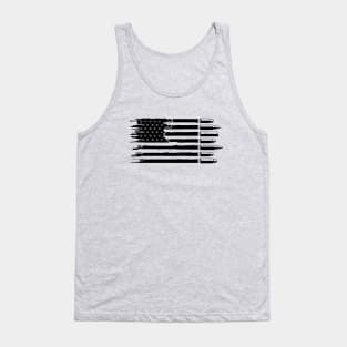 Bullet distressed USA flag, Gun Rifles American Flag, Military American Flag, gun hunting weapon flag, 4th of July Tank Top